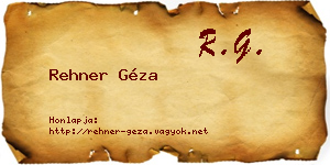 Rehner Géza névjegykártya